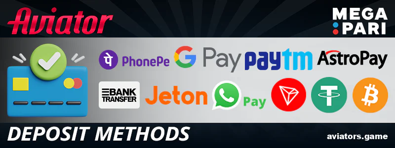 Deposit methods at Megapari Aviator for Indians