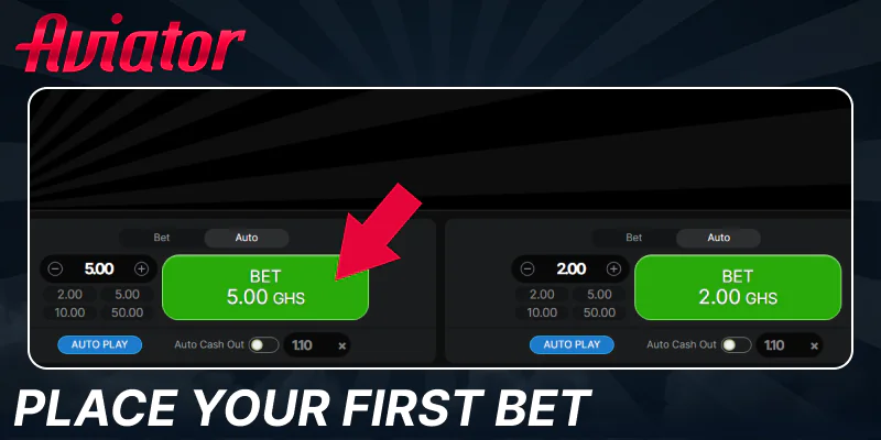 Make a bet in Aviator game