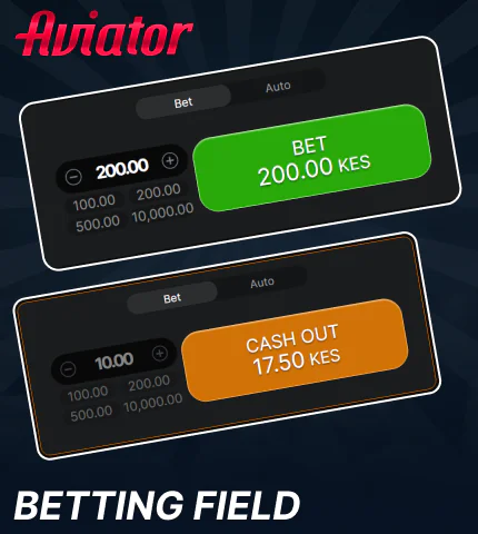 Betting panel in Aviator for Kenyans players