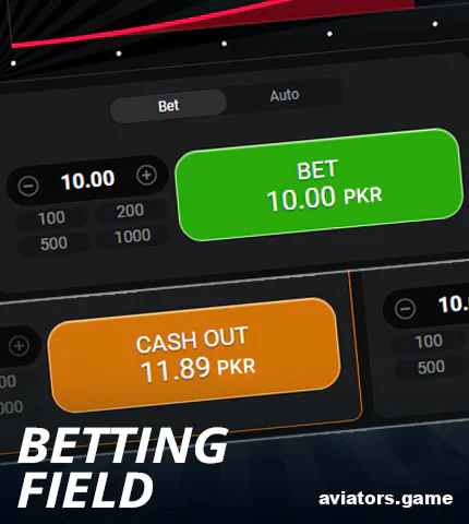 Betting panel in Aviator for Pakistan players