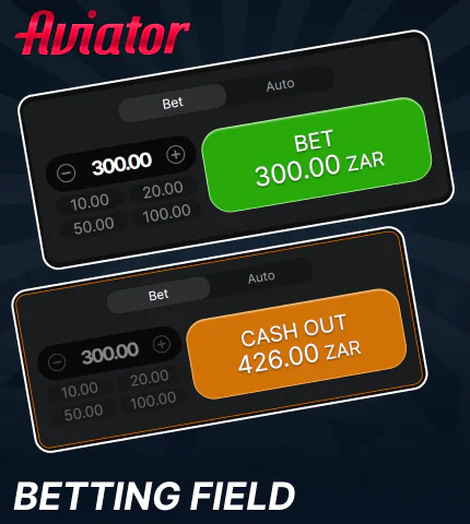 Betting panel in Aviator for South Africa players