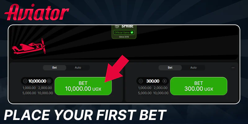 Make a bet in Aviator game