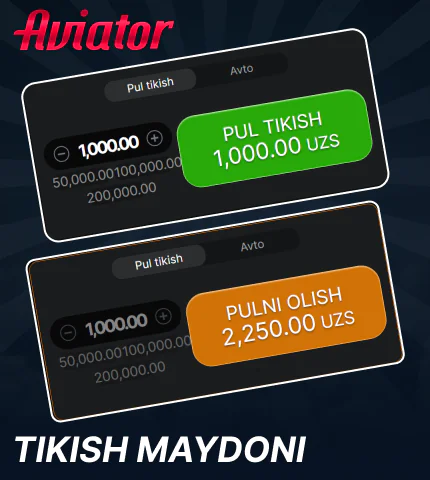 O'zbekiston o'yinchilari uchun Aviatorda tikish paneli