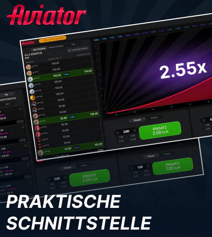 Einfache Benutzeroberfläche im Aviator-Spiel