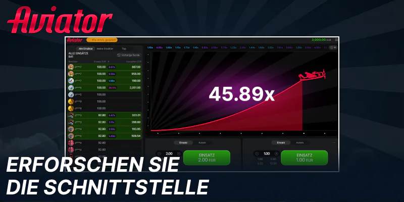 Entdecken Sie die Aviator-Spieloberfläche