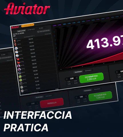 Interfaccia semplice nel gioco Aviator