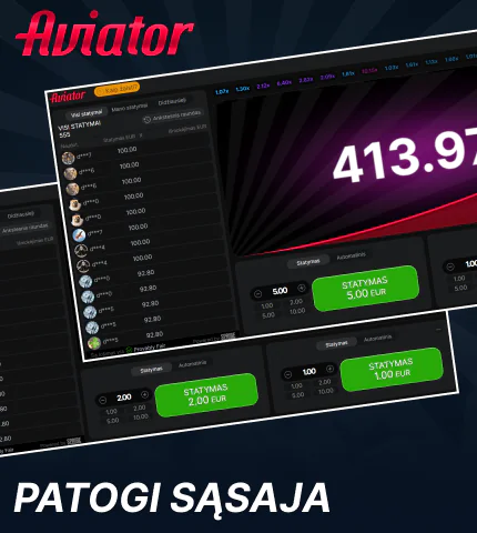 Lengva sąsaja žaidime Aviator