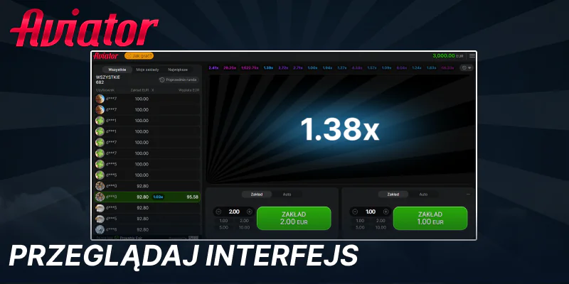 Poznaj interfejs gry Aviator