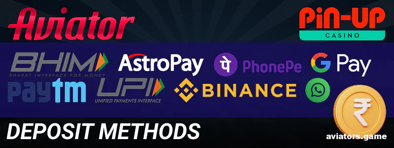 Deposit methods at Pin Up Aviator for Indians