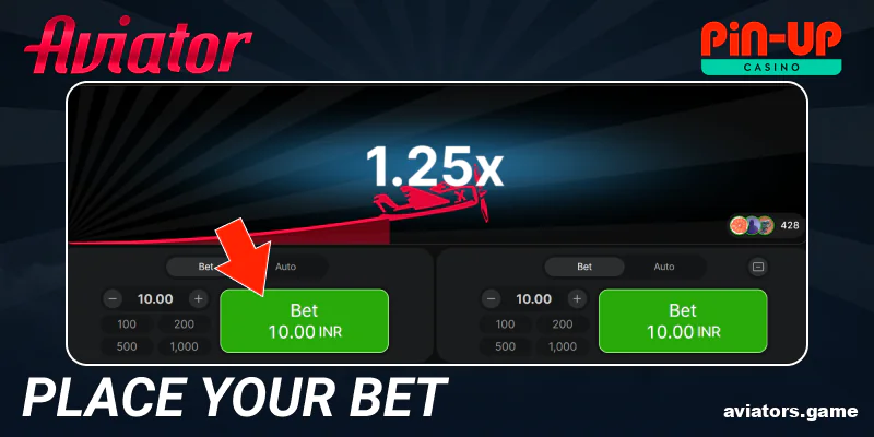 Place your bet in the Aviator game